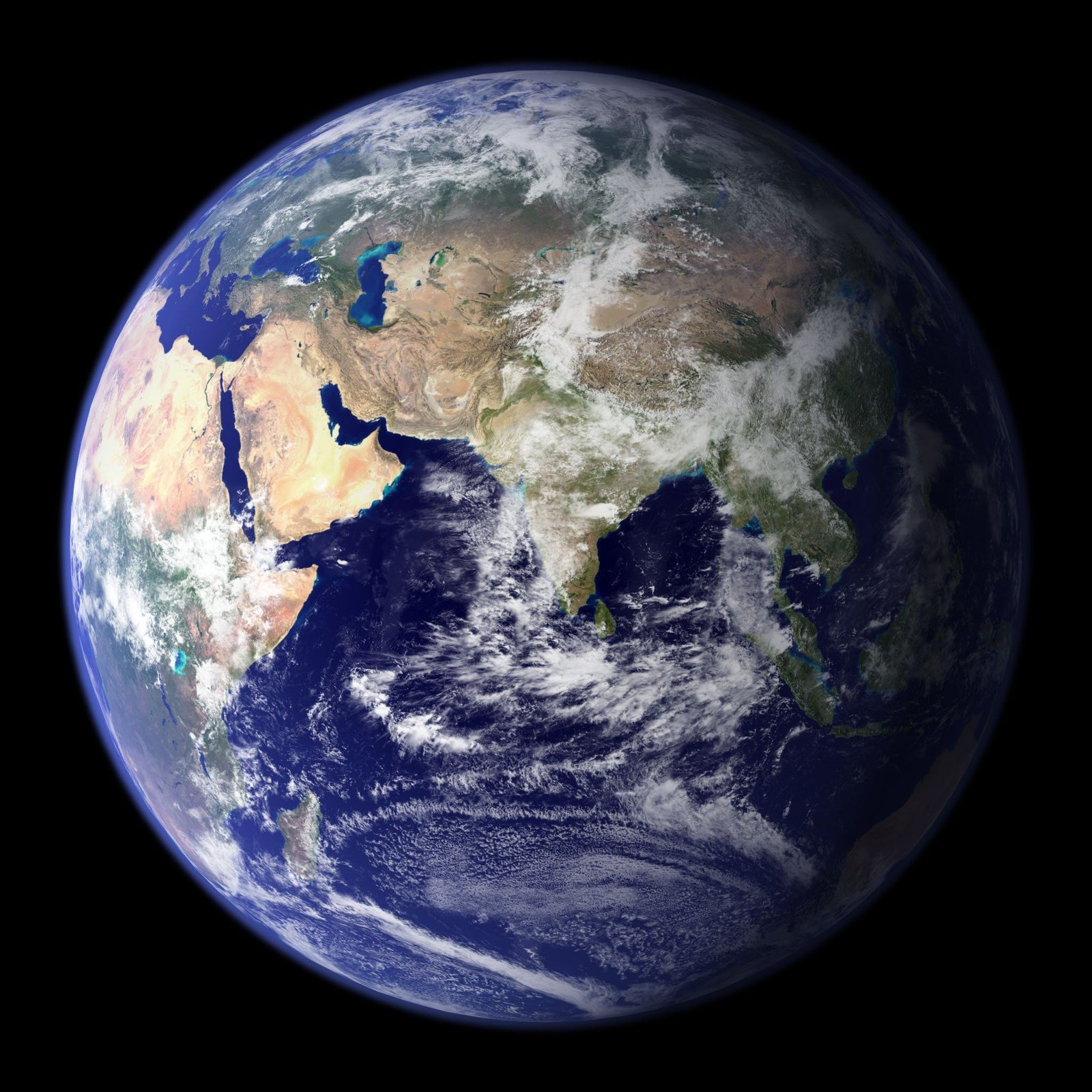 Earth seen from space, centred on India